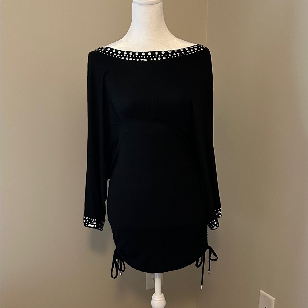 Black Long Sleeve Dress with Studded Details